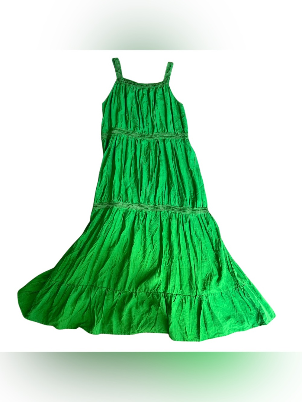 Green Ruffle Boho Maxi Dress